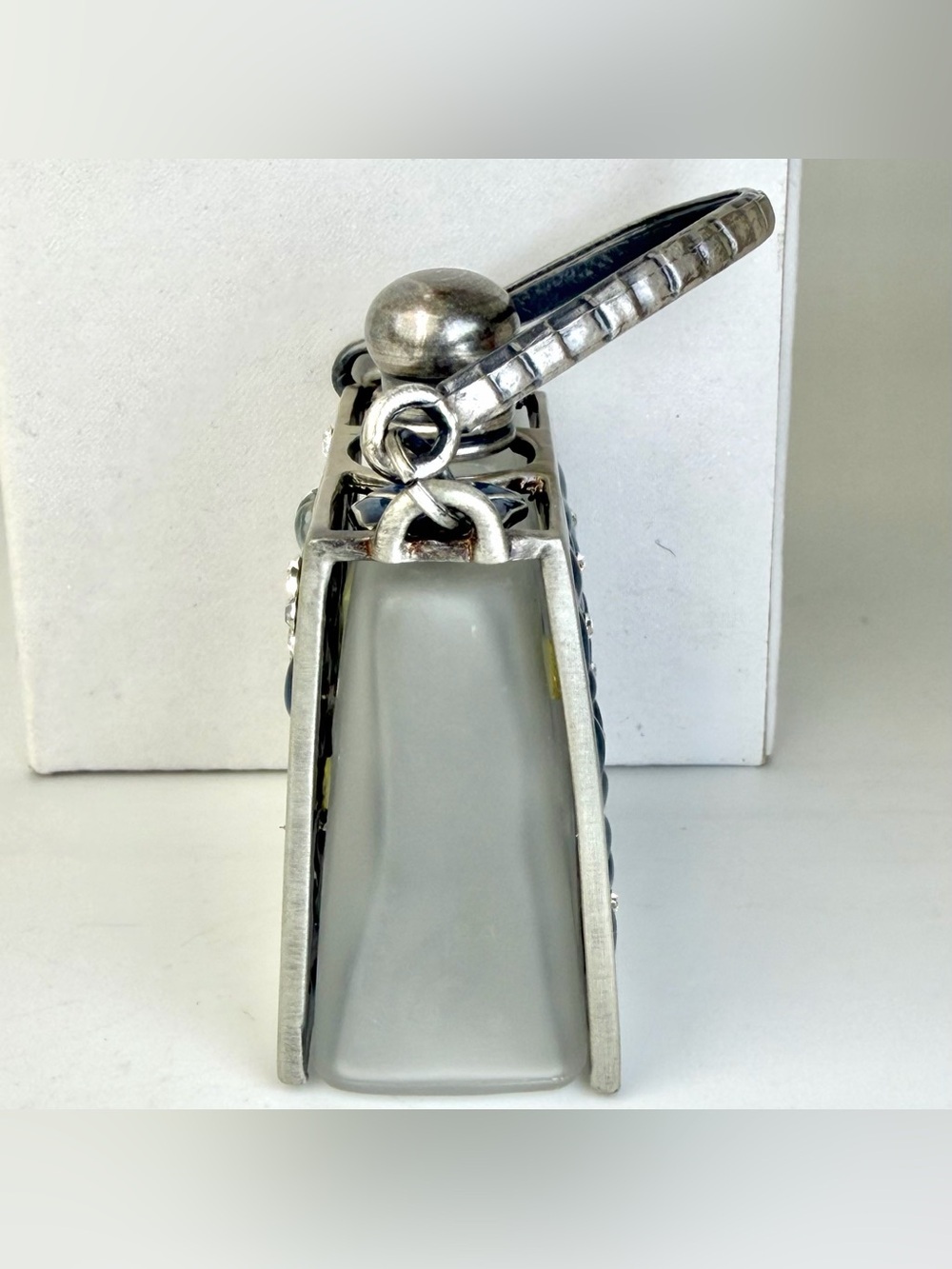 Vintage Mini Purse Perfume Decanter NOS Blue Rhinestone w Box - Picture 8 of 10